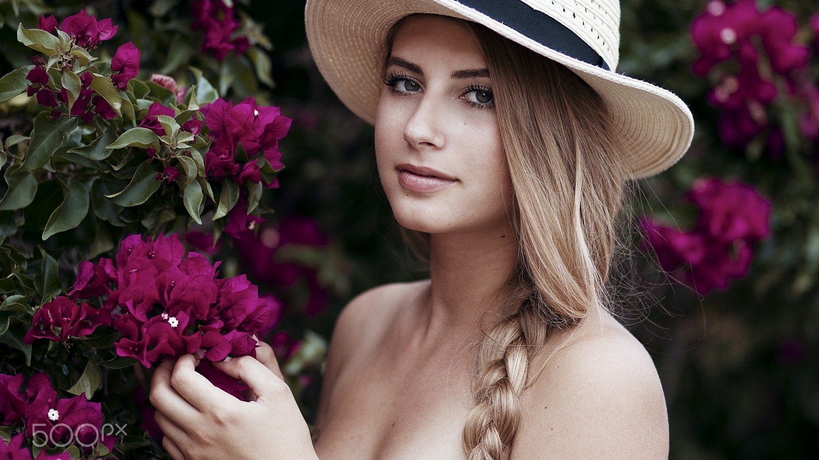 women, blonde, hat, portrait, face, depth of field, , , , , , 