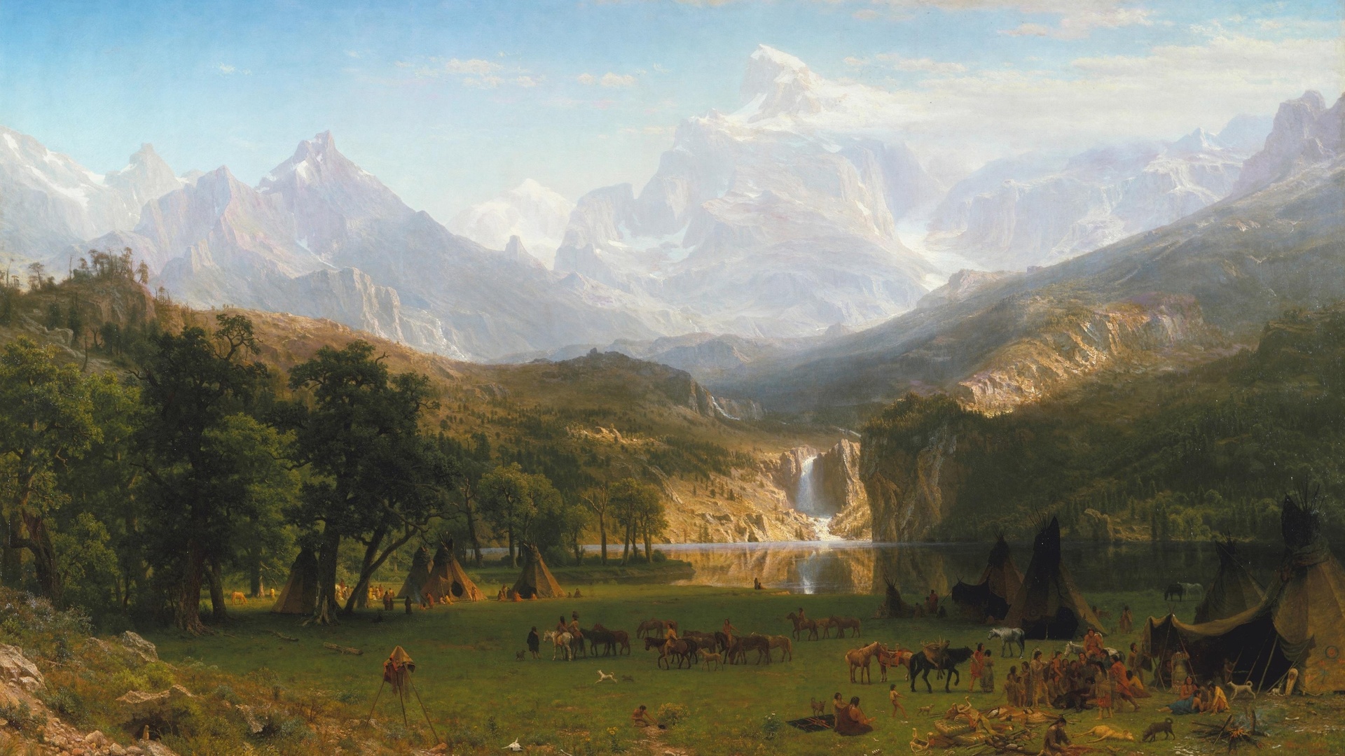 albert bierstadt, picture, painting, landers peak, the rocky mountains