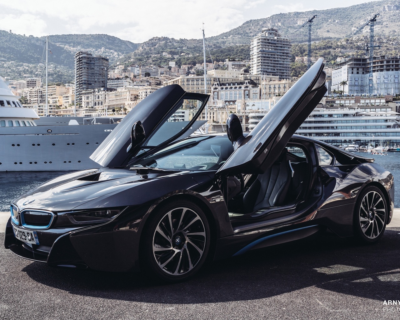 bmw, i8, black, monaco