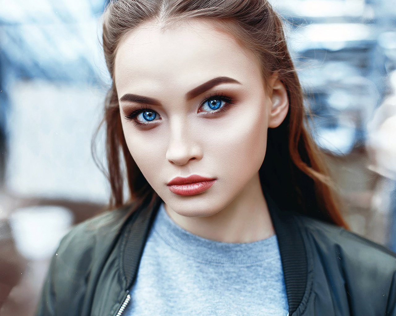 women, blue eyes, portrait, face, depth of field