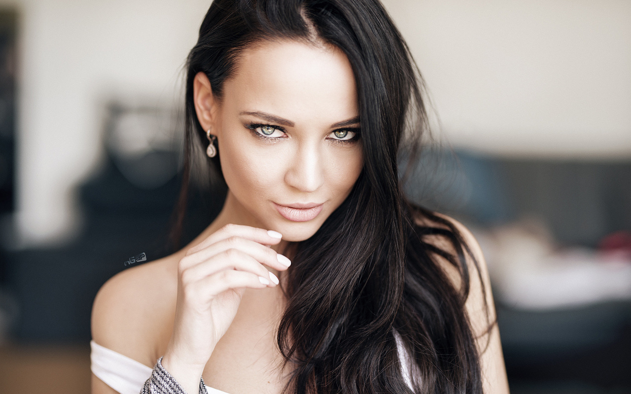 angelina petrova, women, face, portrait, depth of field