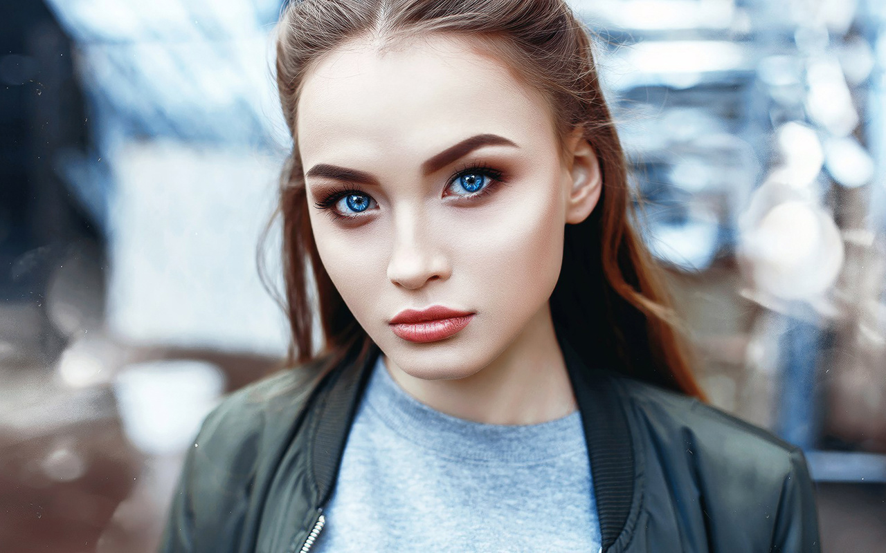 women, blue eyes, portrait, face, depth of field