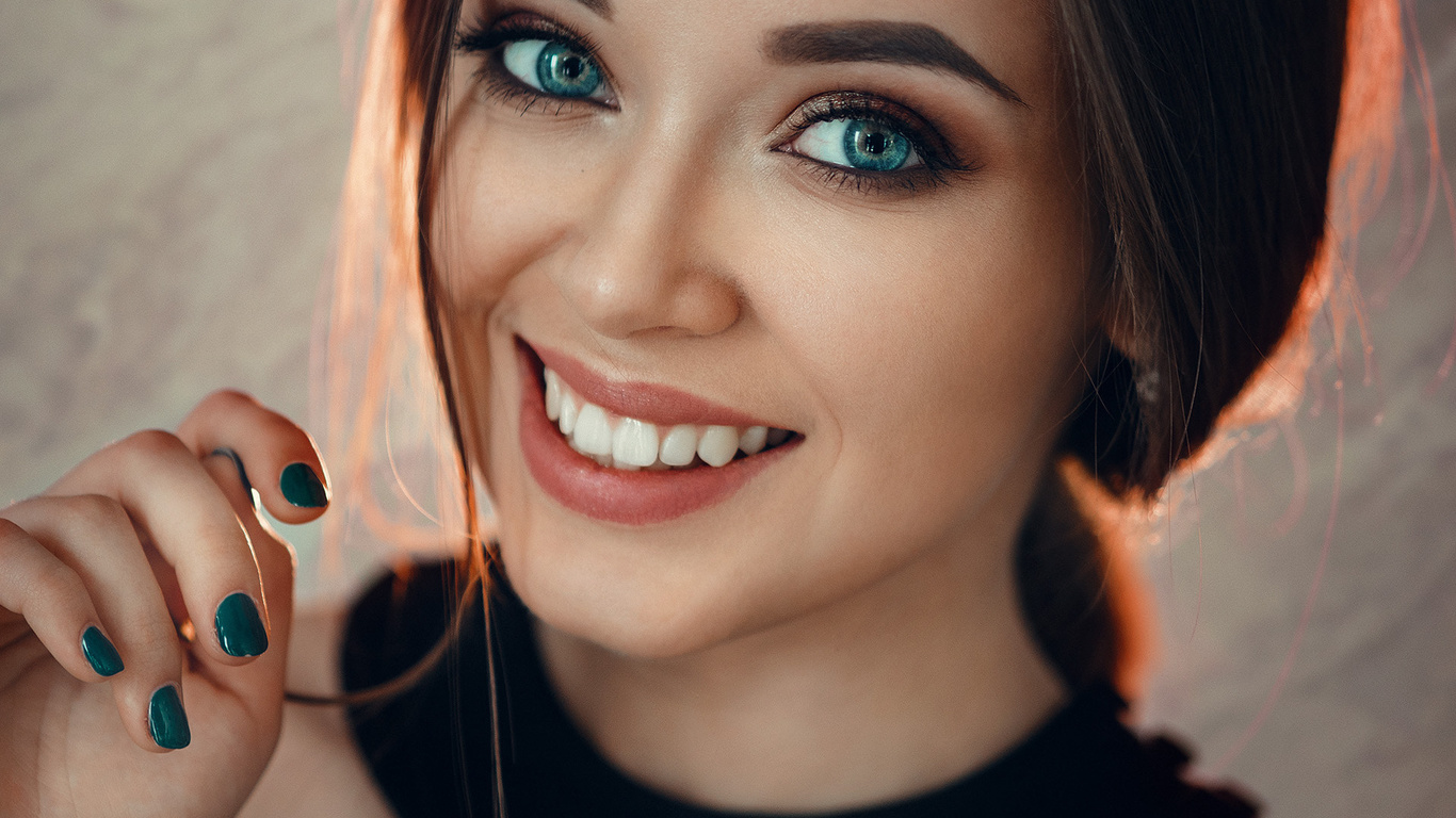 women, smiling, face, blue eyes, evgeny freyer, portrait, 