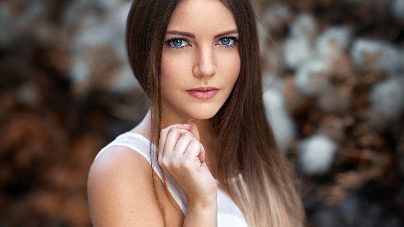 women, face, portrait, depth of field, women outdoors, blue eyes