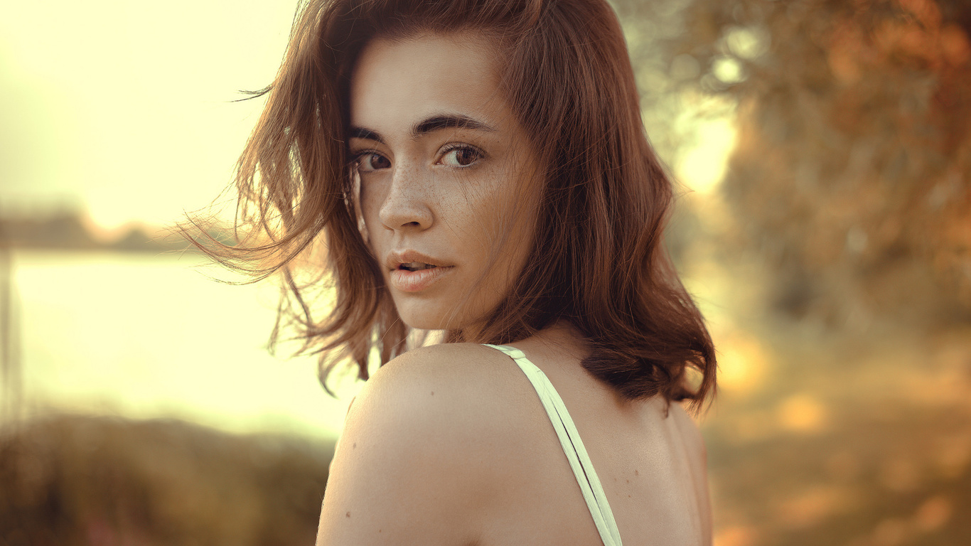 women, lidia savoderova, face, portrait, depth of field, freckles, kamilla j