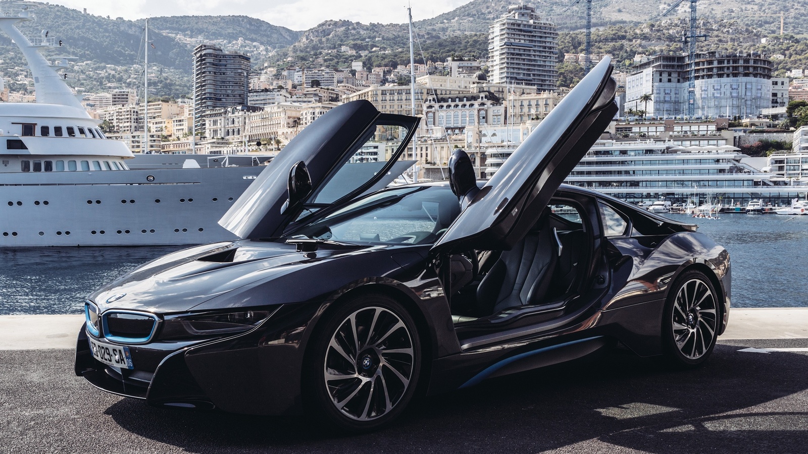 bmw, i8, black, monaco