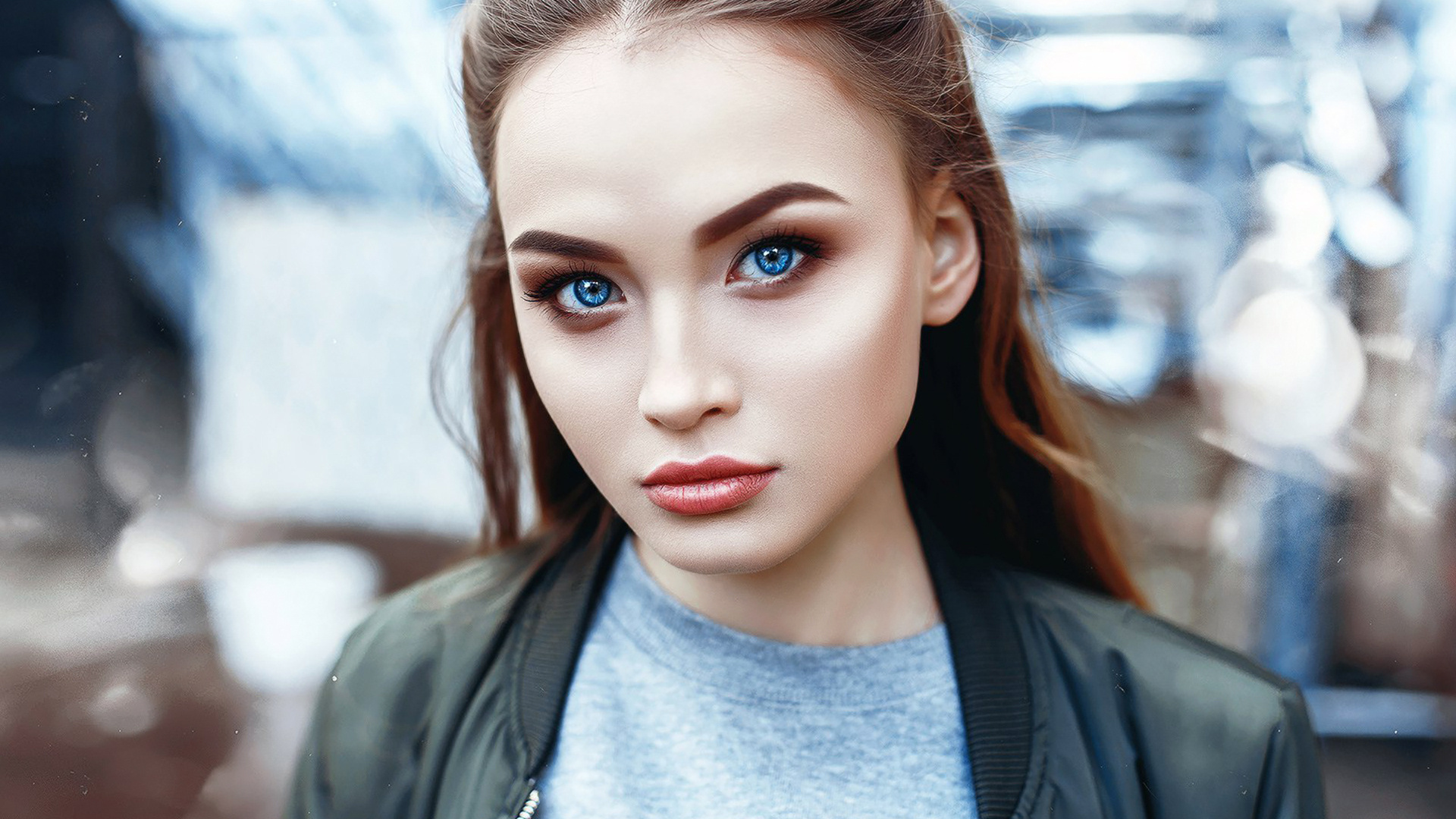 women, blue eyes, portrait, face, depth of field