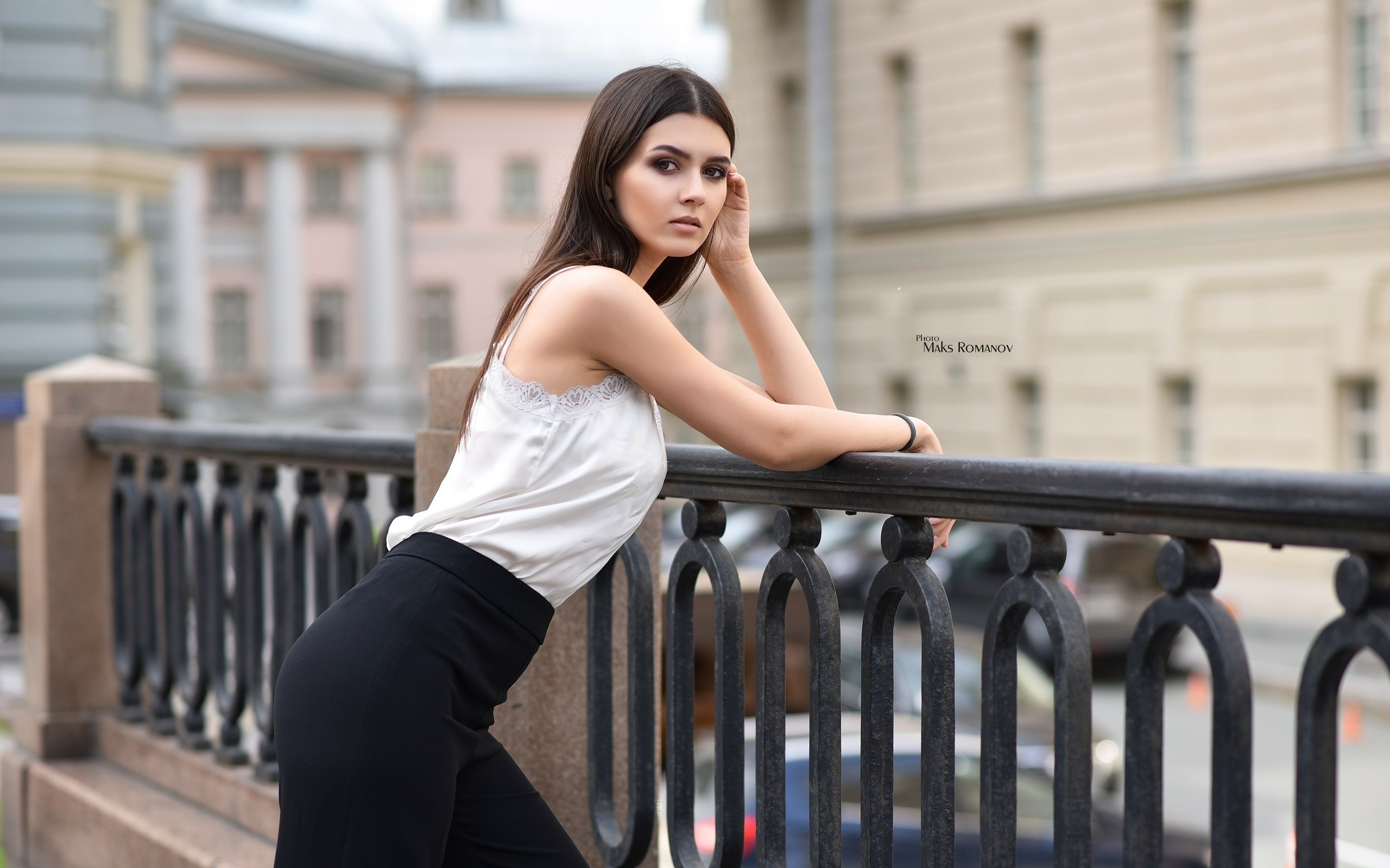 women, portrait, depth of field, pants, maksim romanov, women outdoors