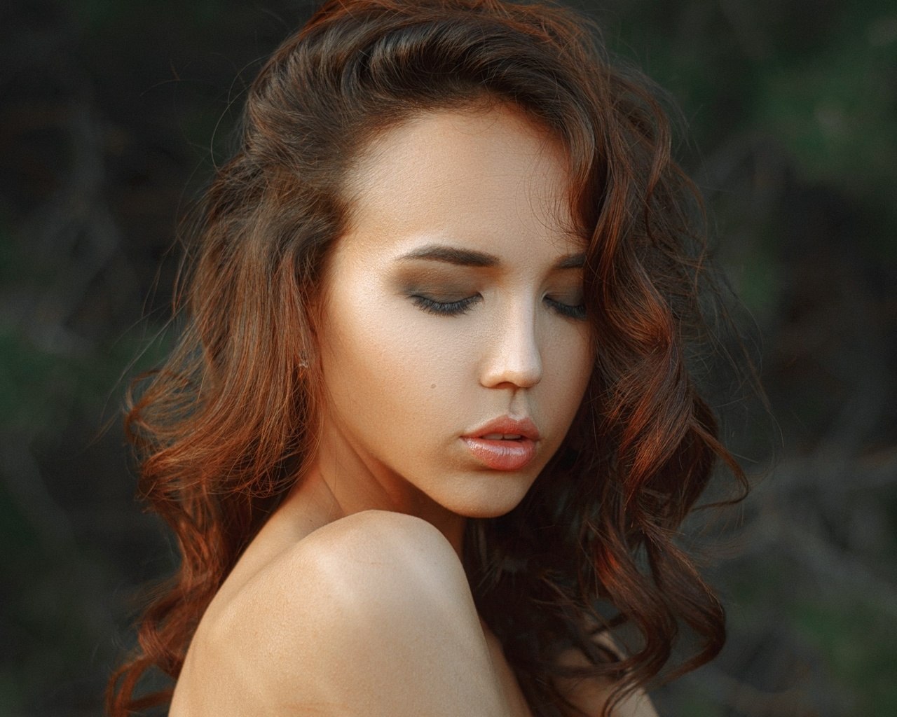 women, face, portrait, closed eyes, depth of field