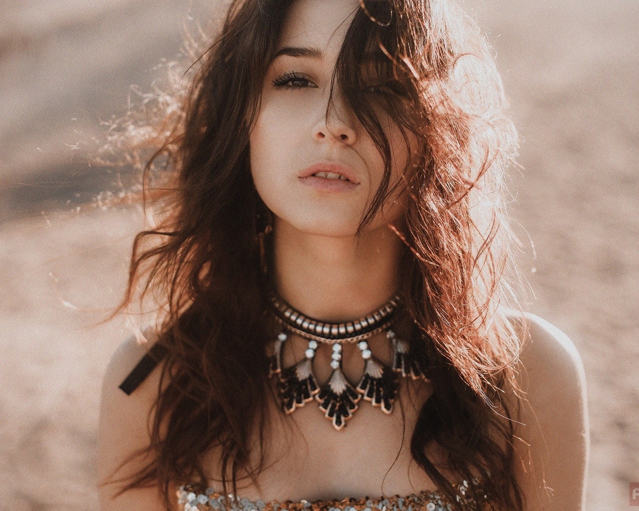 women, face, portrait, andrey popenko, depth of field, women outdoors, necklace