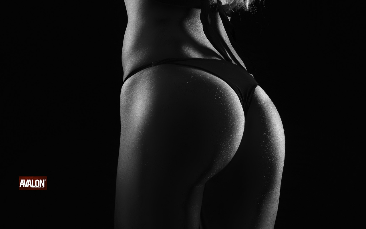 women, monochrome, ass, black background, black bikinis, 