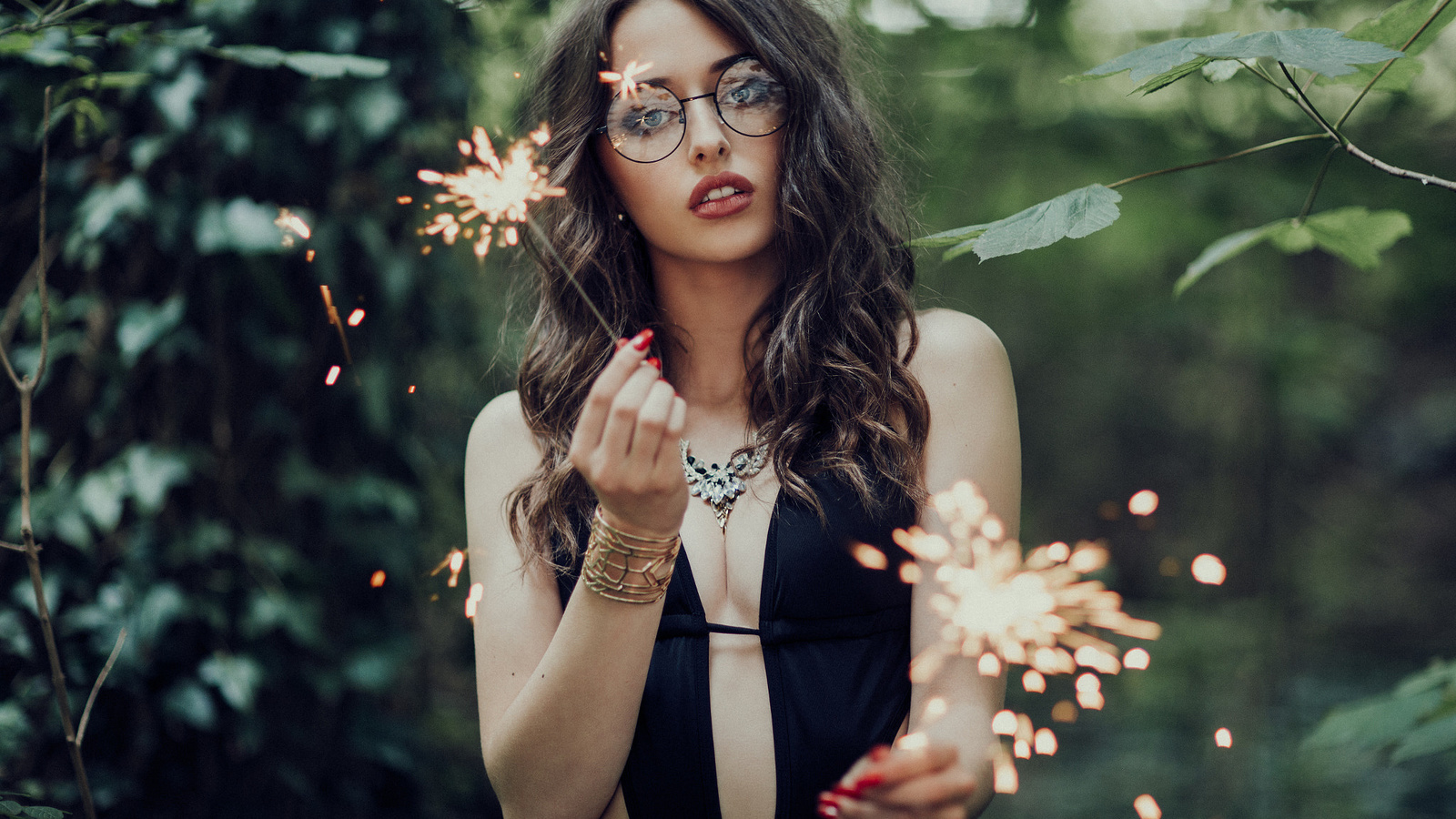 women, women with glasses, depth of field, red nails, portrait,  , 