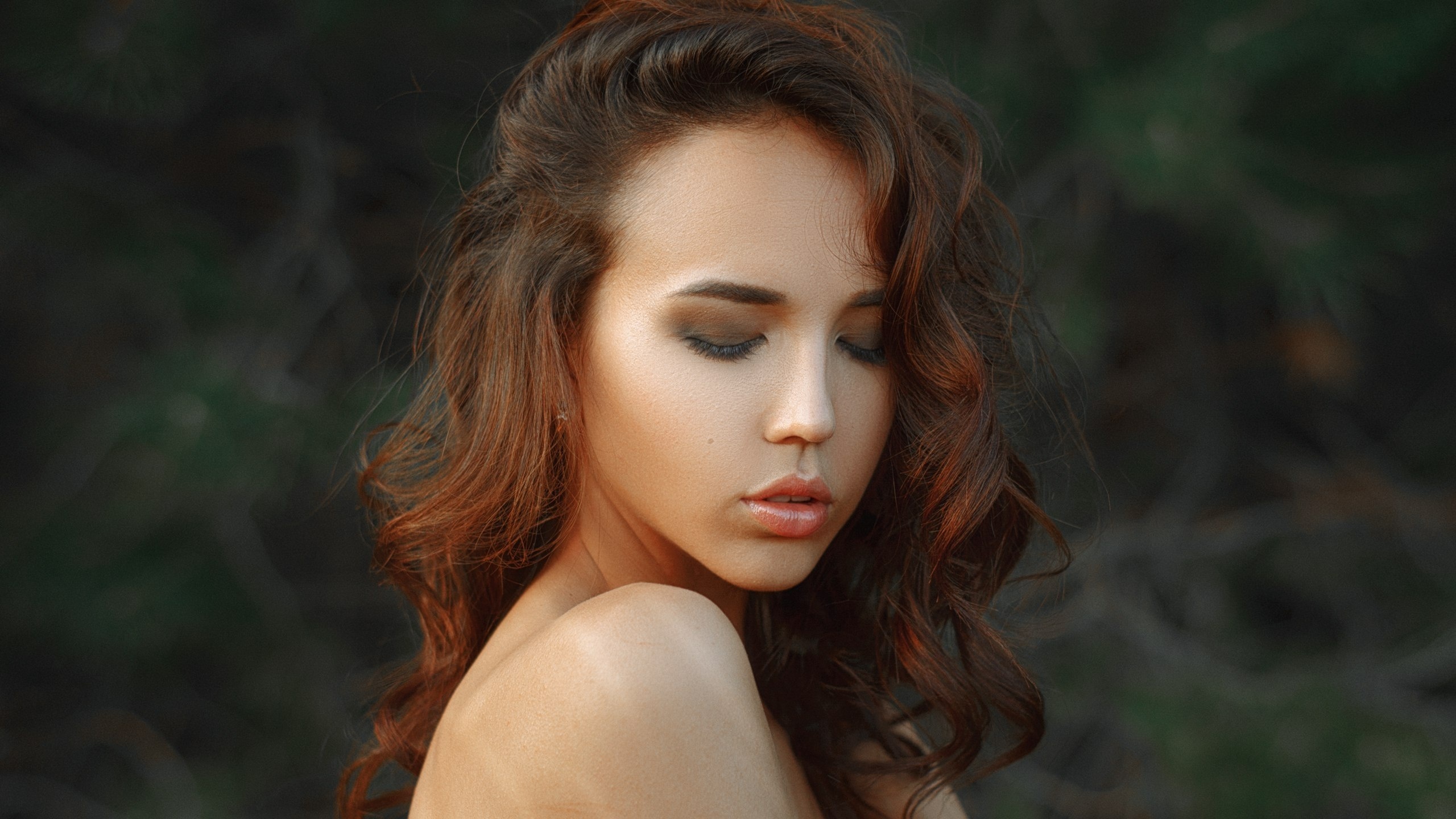 women, face, portrait, closed eyes, depth of field