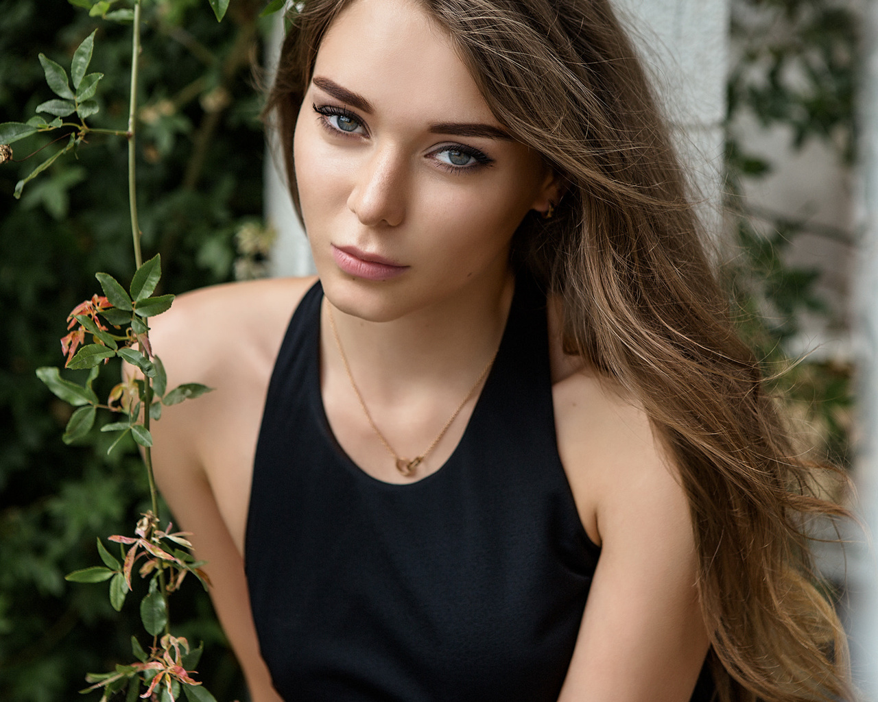 women, face, portrait, depth of field, necklace