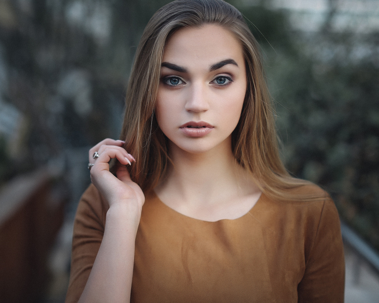 women, portrait, blue eyes, depth of field, face, blonde