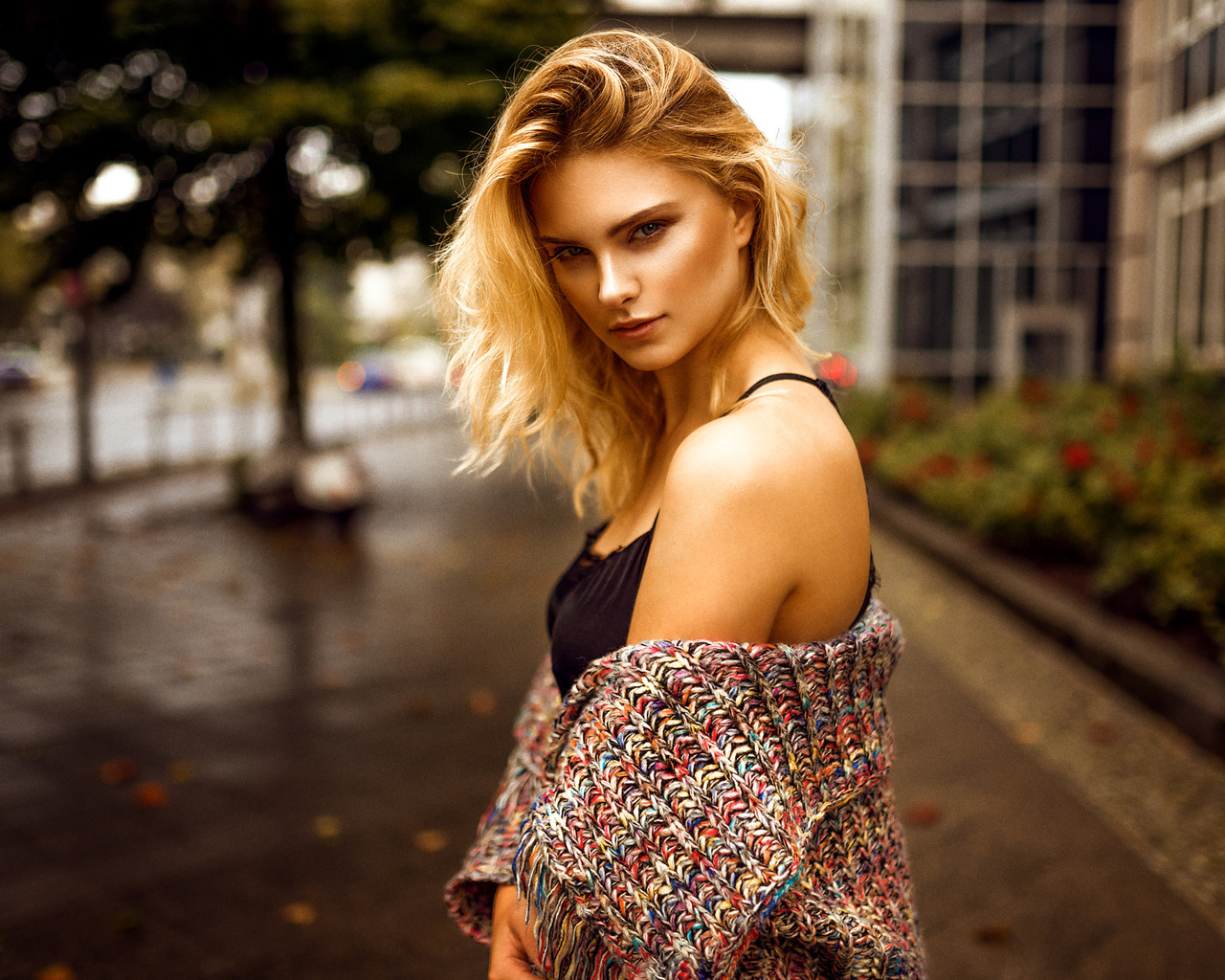 women, miro hofmann, blonde, portrait, depth of field, women outdoors