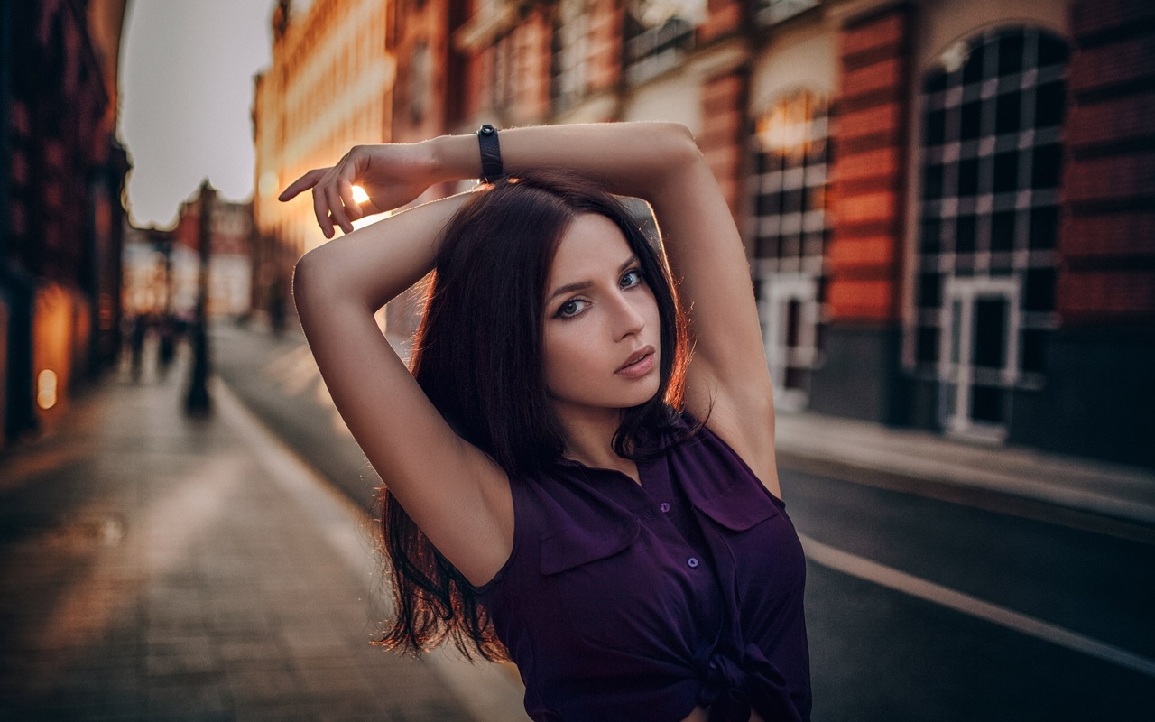 alina starostina, women, depth of field, portrait, women outdoors