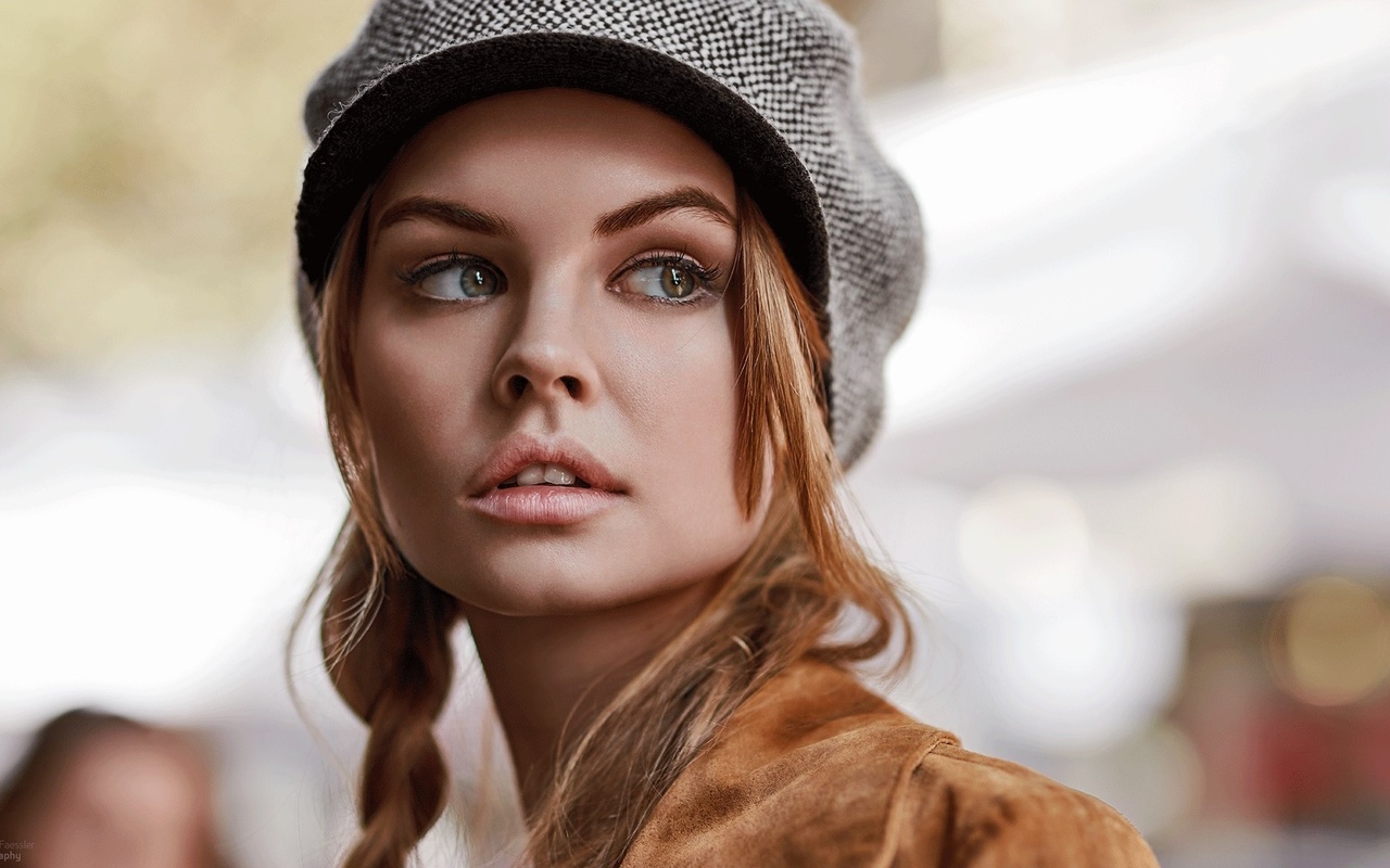 women, anastasia scheglova, pigtails, blonde, model, portrait, face, looking away, depth of field, , , , , , , 