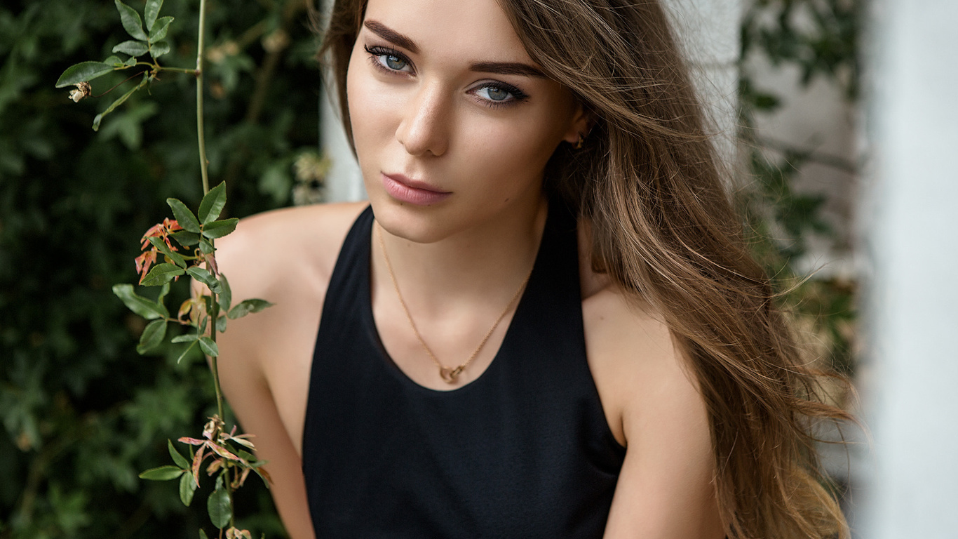 women, face, portrait, depth of field, necklace