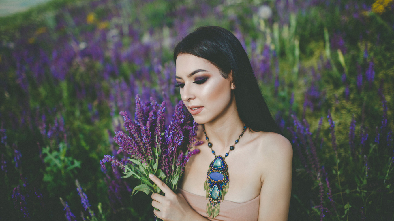 women, portrait, face, women outdoors, depth of field, necklace