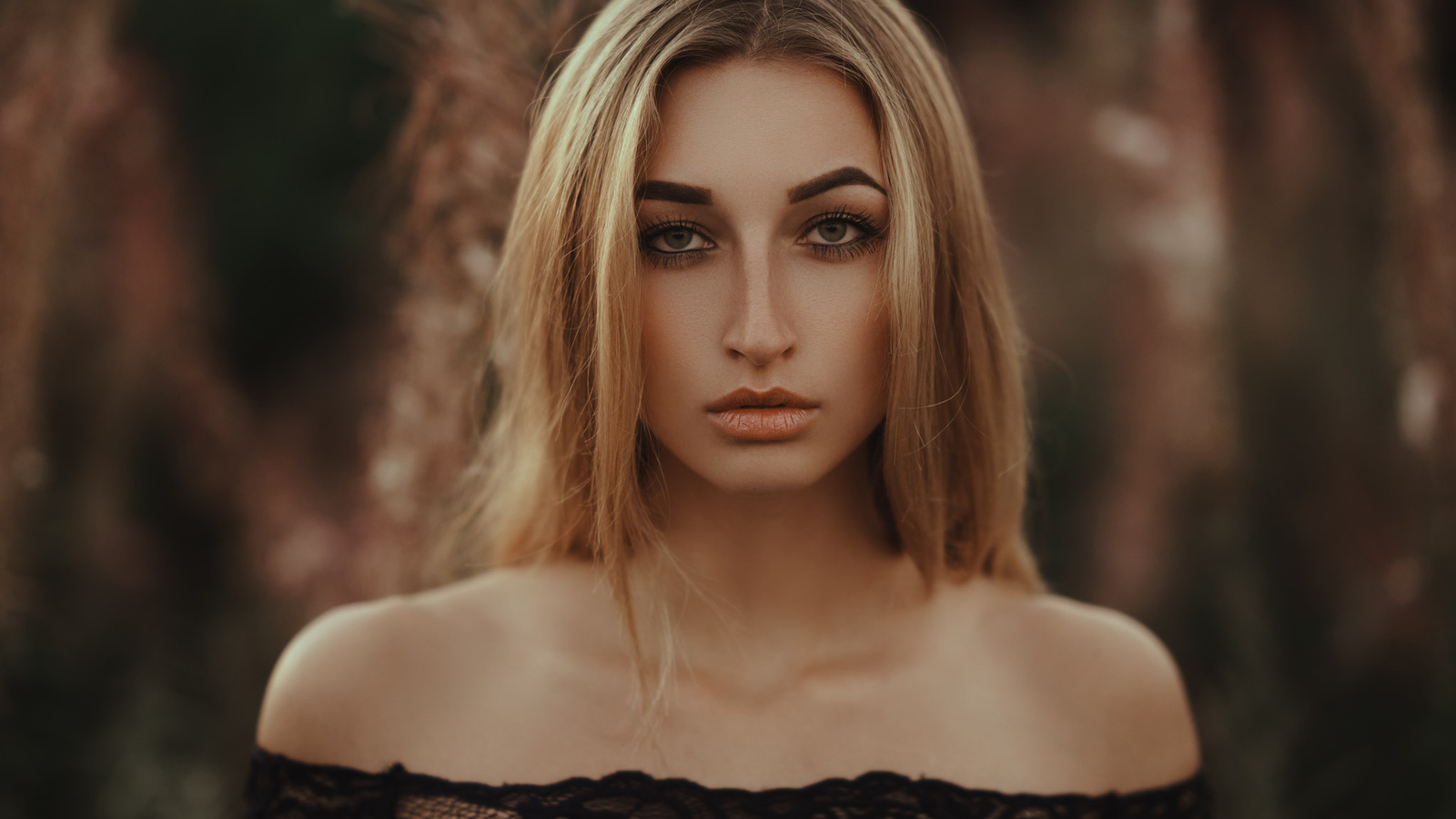 women, blonde, portrait, depth of field