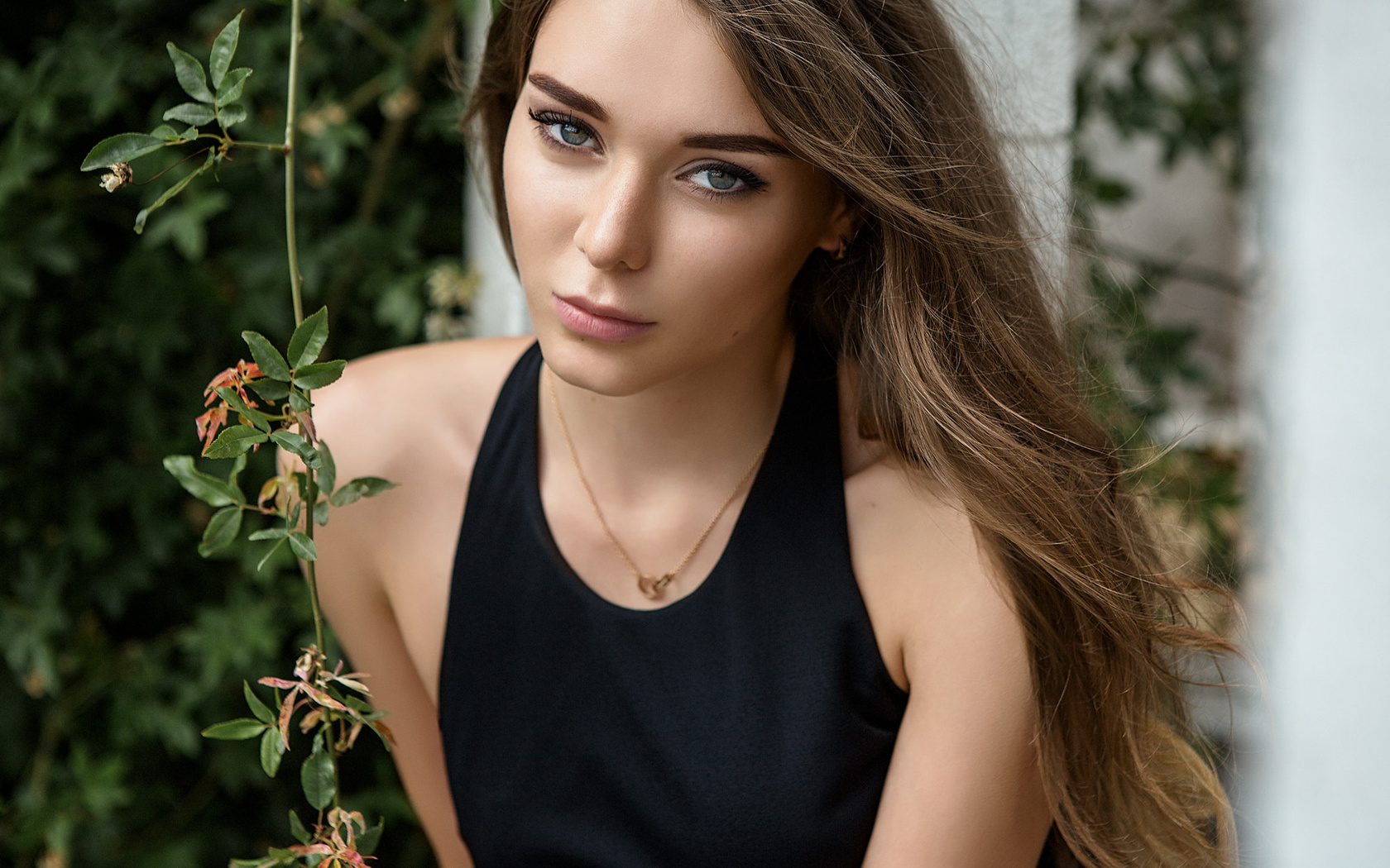 women, face, portrait, depth of field, necklace