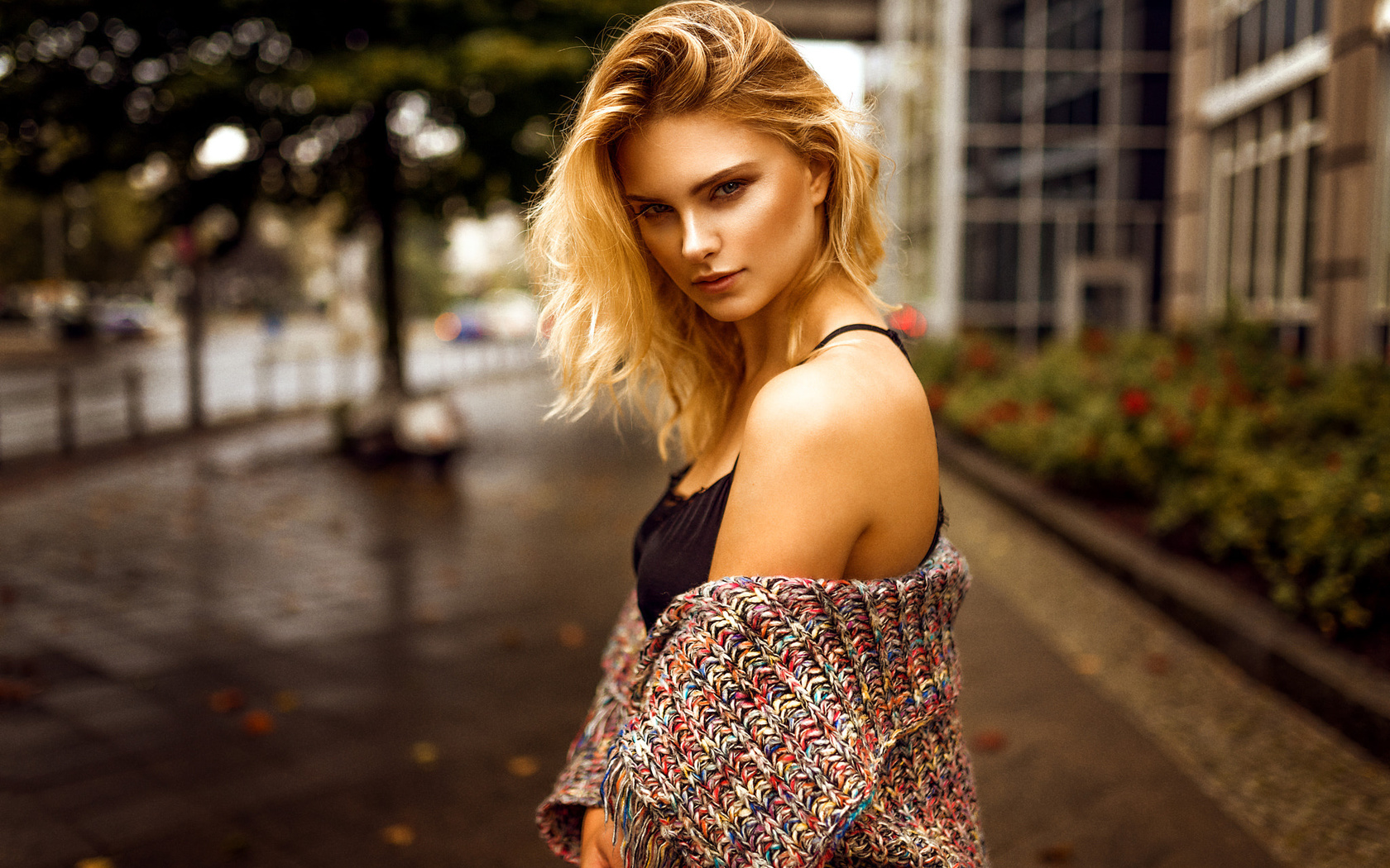 women, miro hofmann, blonde, portrait, depth of field, women outdoors