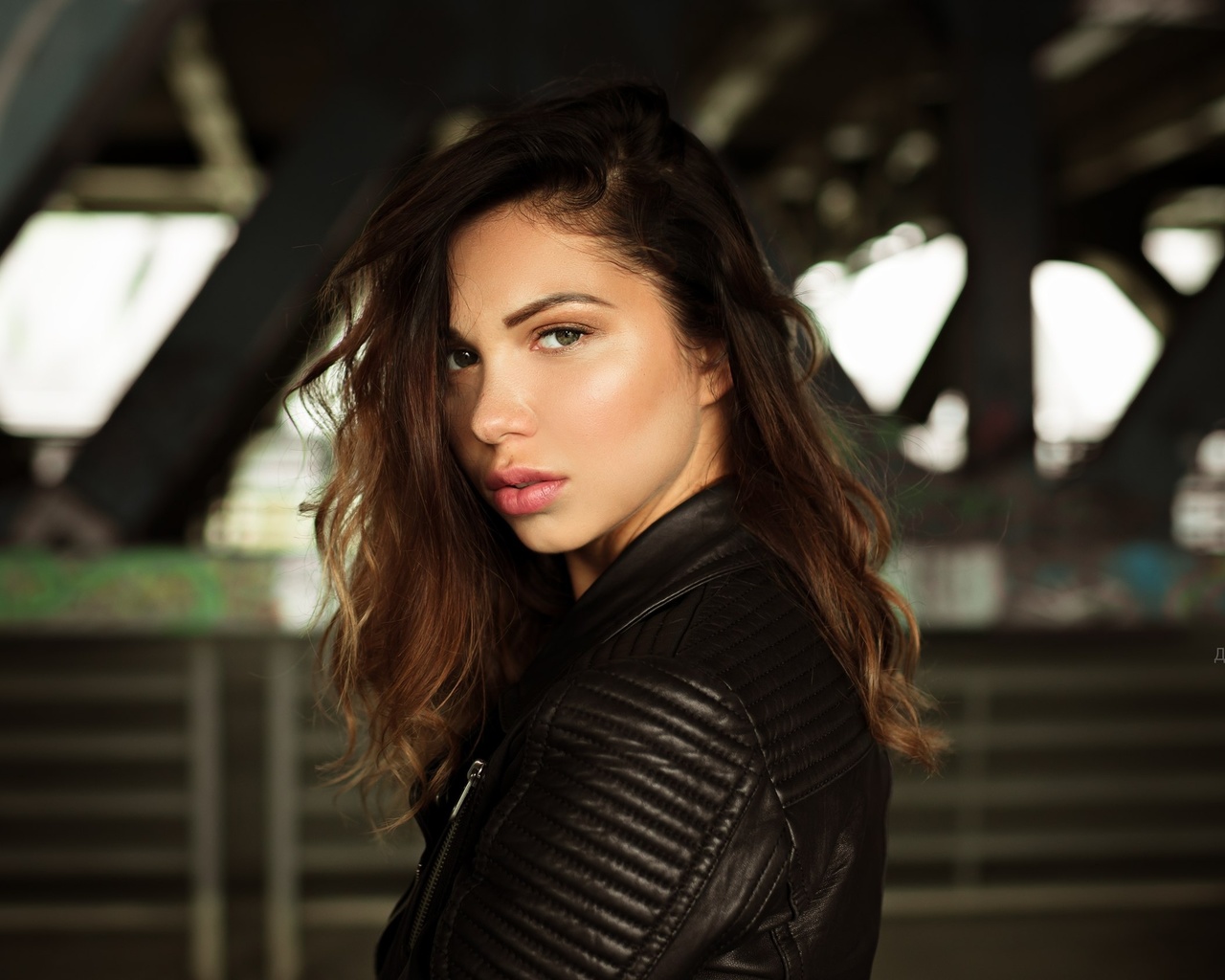 women, face, portrait, depth of field, leather jackets