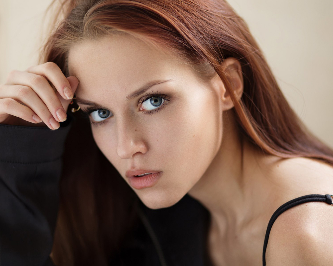 women, redhead, face, portrait