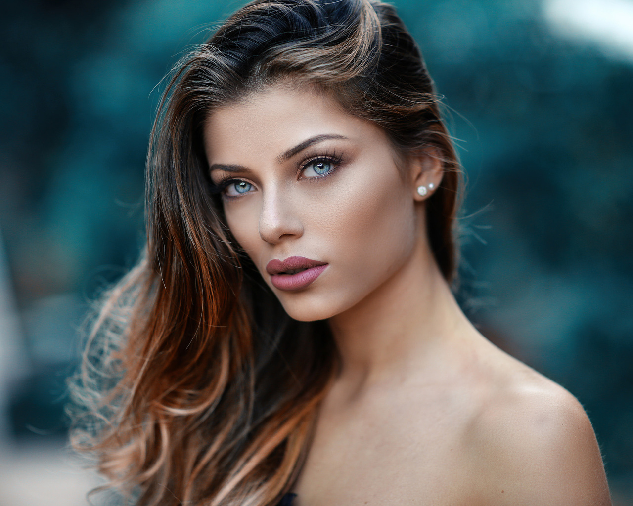 women, alessandro di cicco, blue eyes, portrait, depth of field