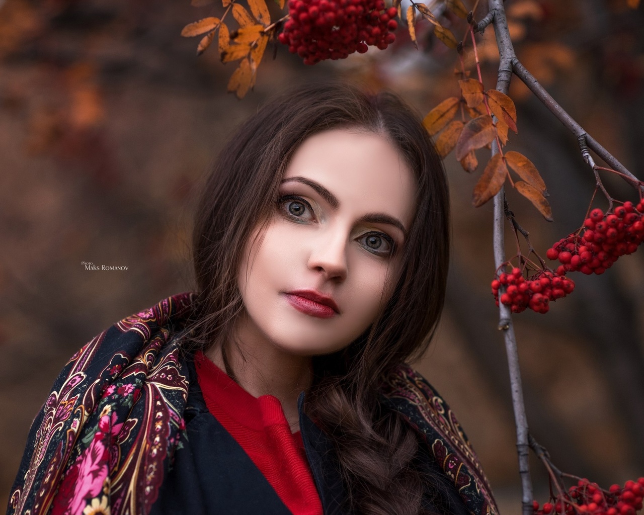 women, face, portrait, depth of field, women outdoors, maksim romanov, red lipstick