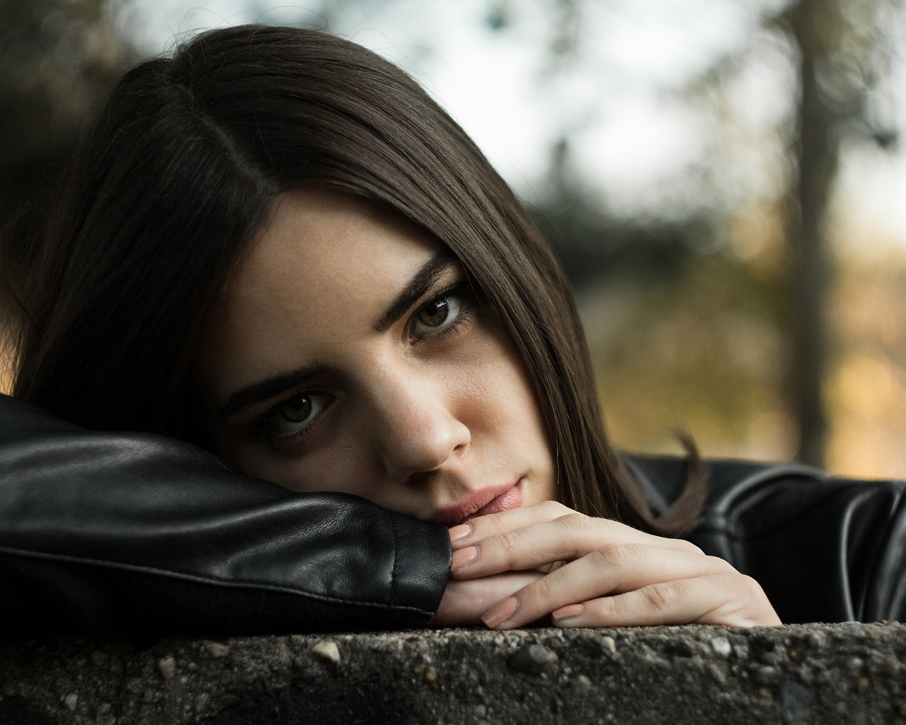 women, face, portrait, depth of field, bokeh, leather jackets, nikola zivkovic