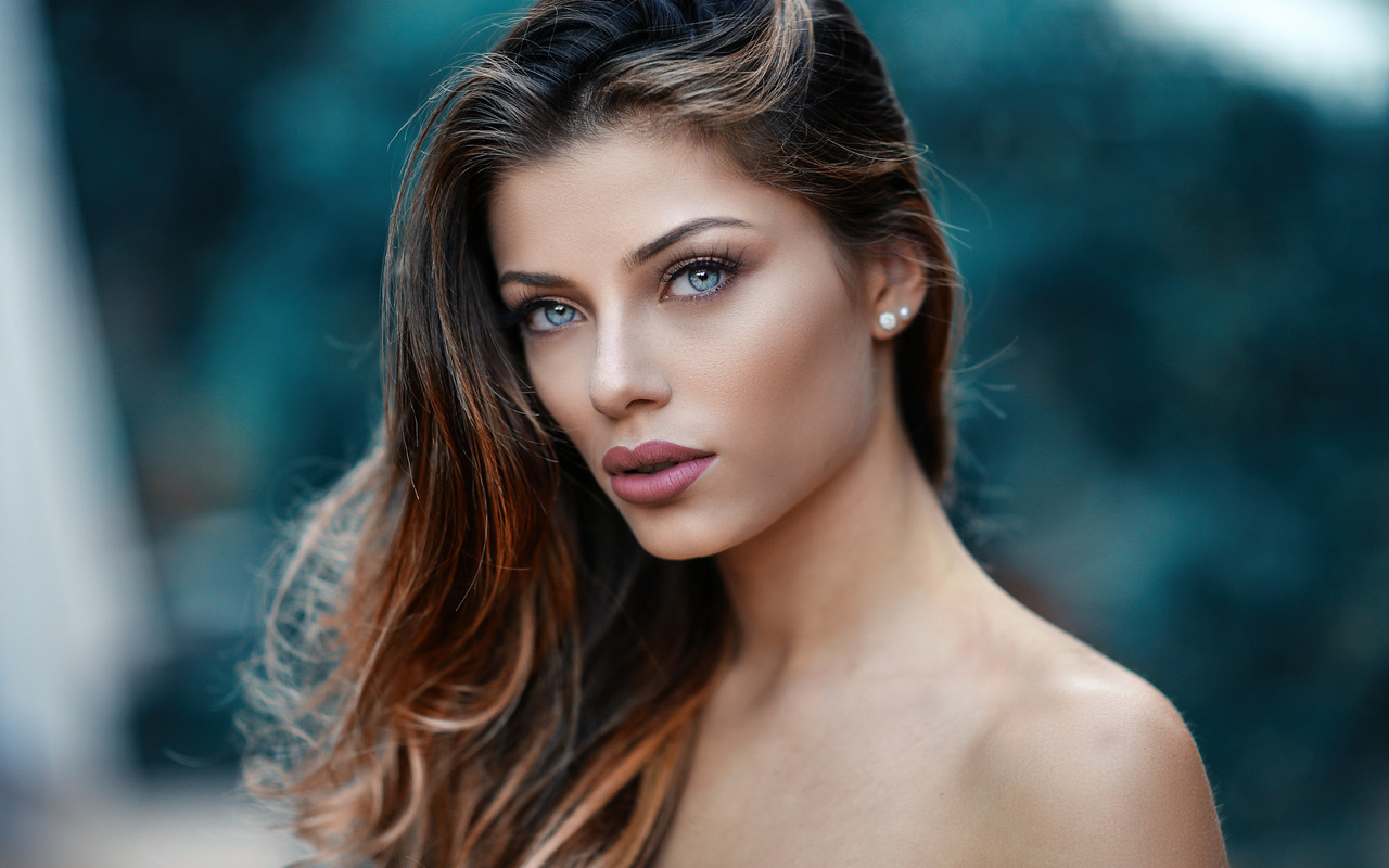 women, alessandro di cicco, blue eyes, portrait, depth of field