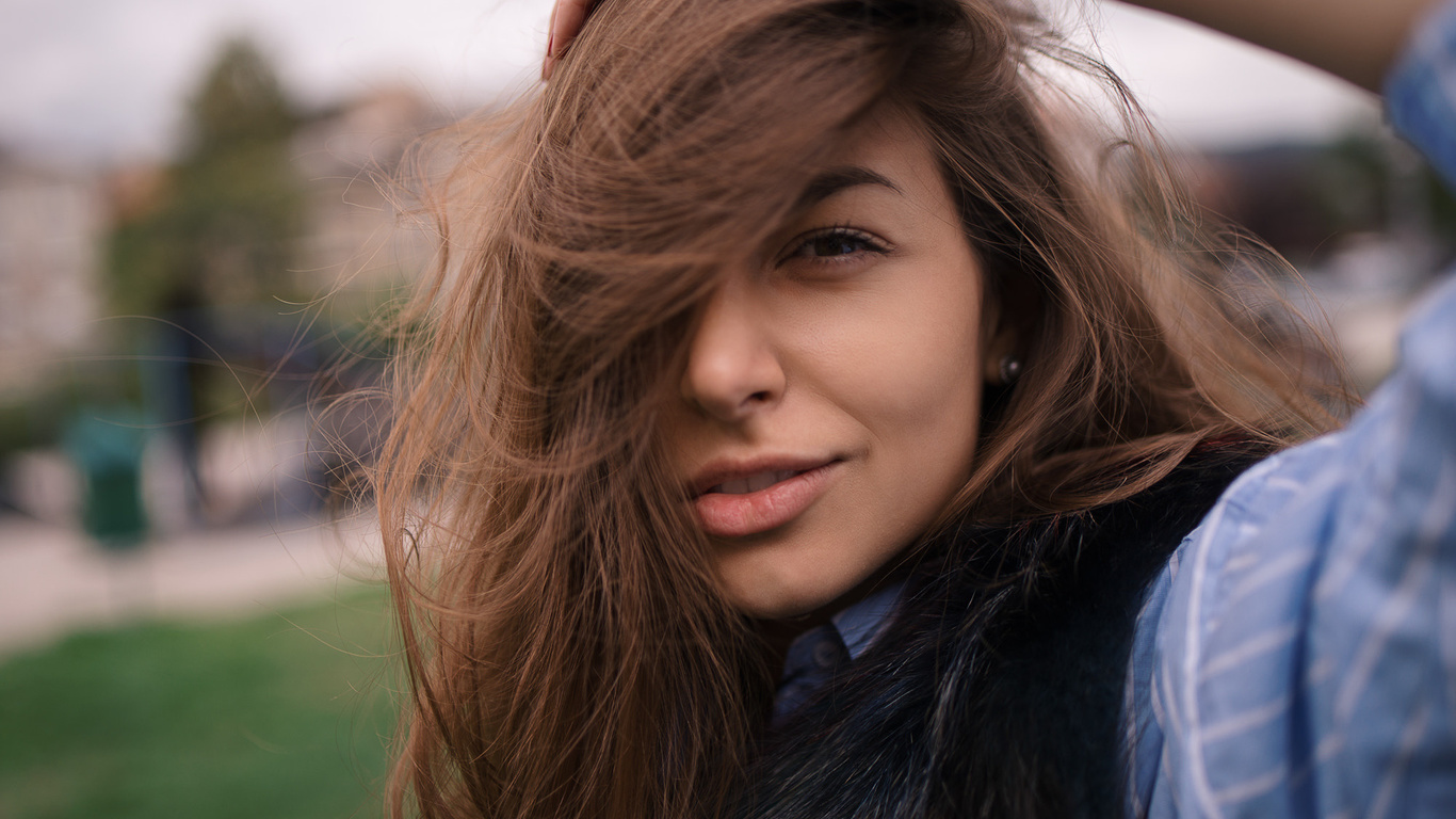 women, smiling, portrait, face, depth of field