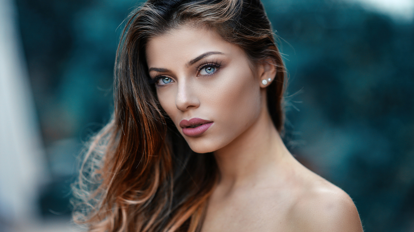 women, alessandro di cicco, blue eyes, portrait, depth of field