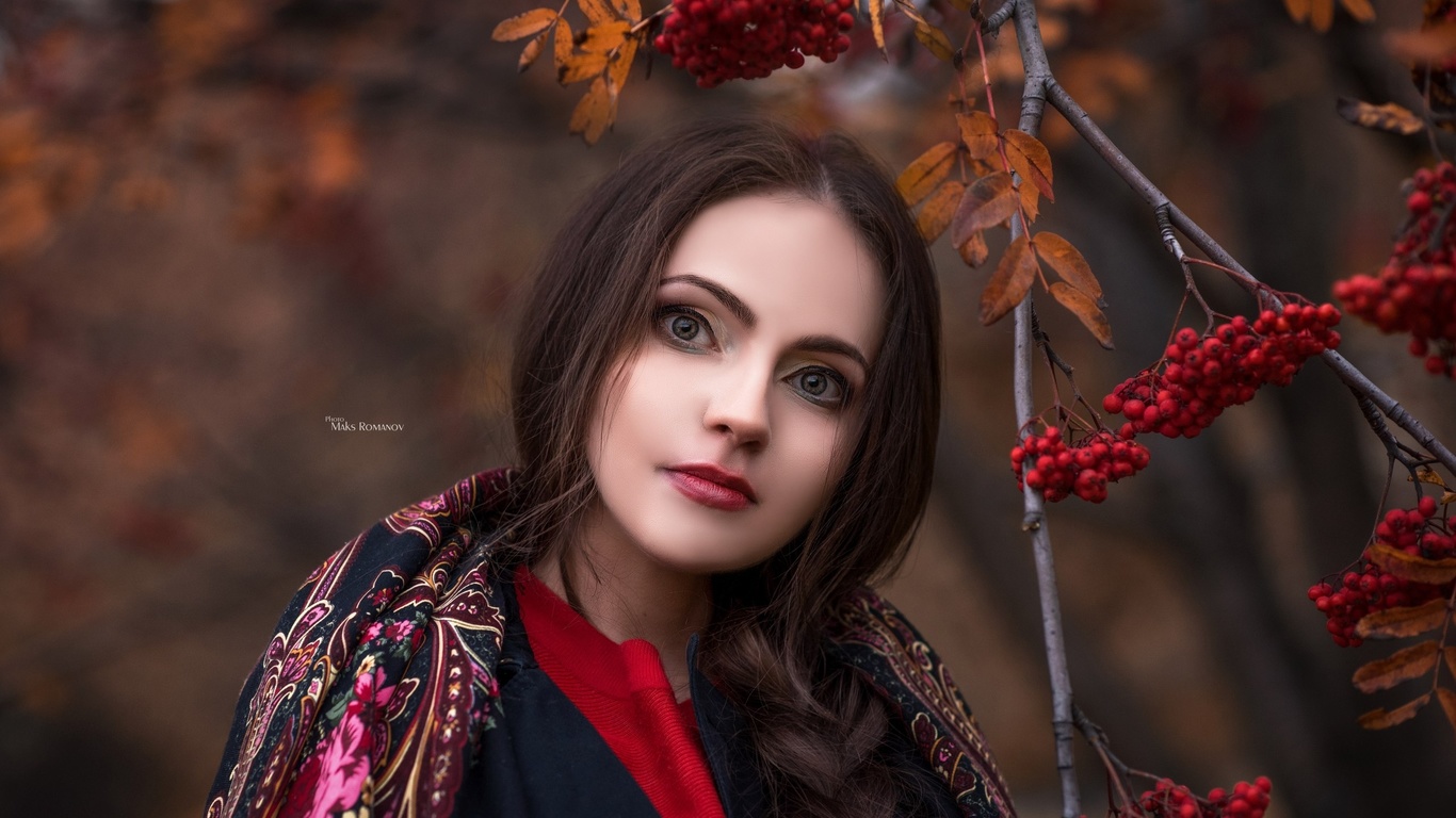 women, face, portrait, depth of field, women outdoors, maksim romanov, red lipstick