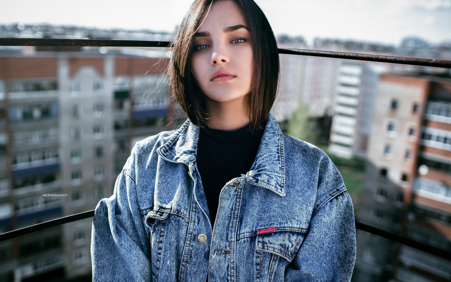 women, portrait, face, denim, depth of field, , lenar abdrakhmanov