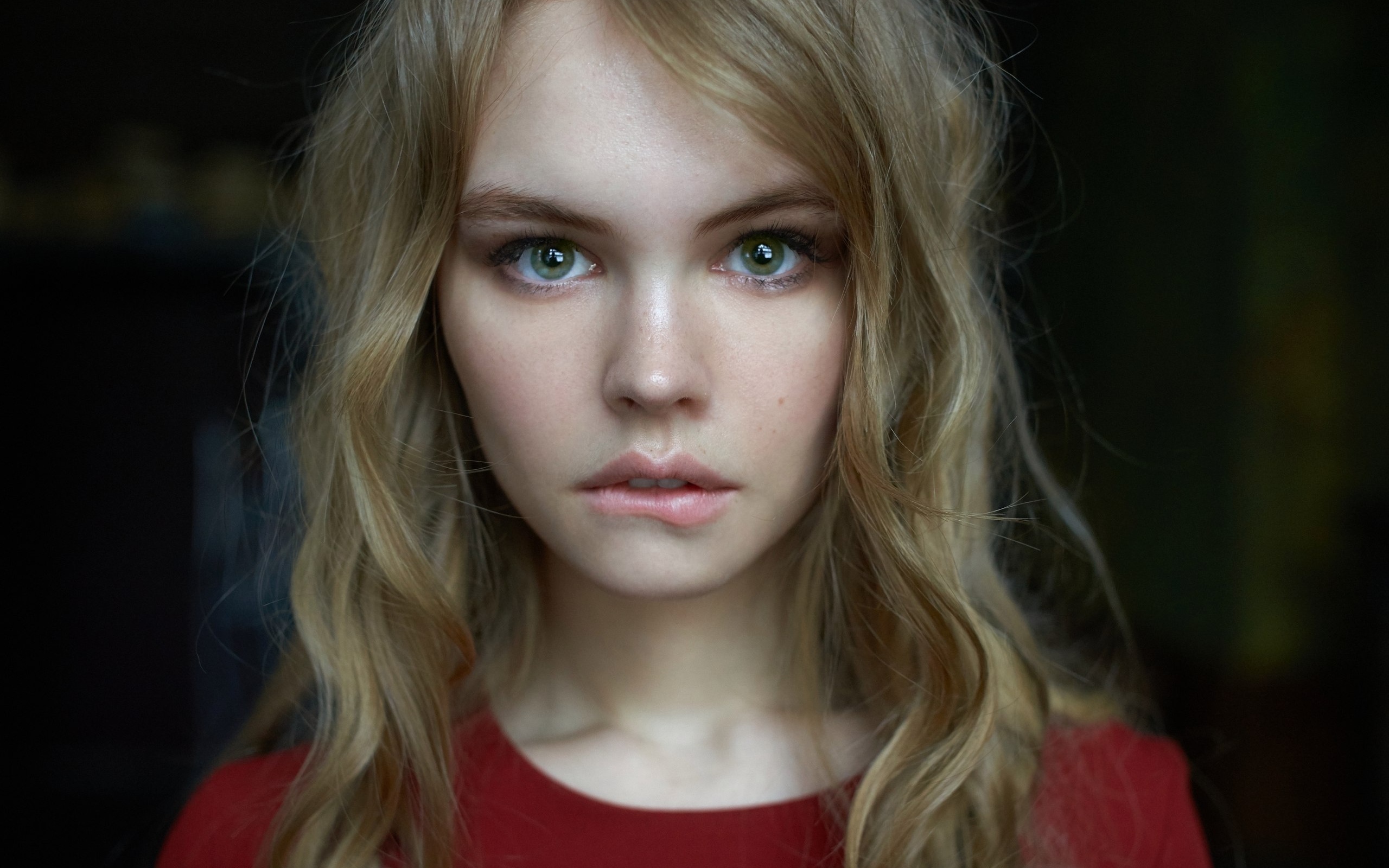 women, anastasia scheglova, blonde, model, face, portrait, green eyes,  