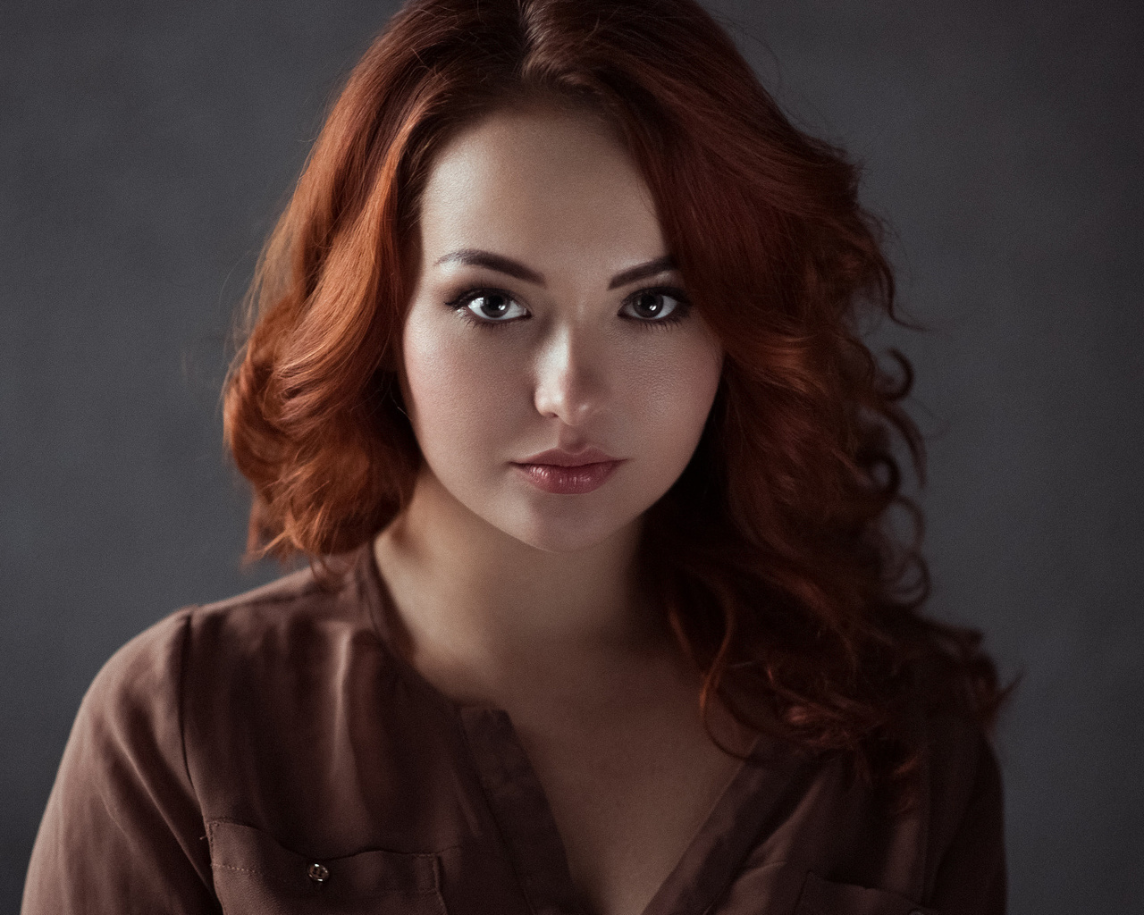 women, redhead, face, portrait