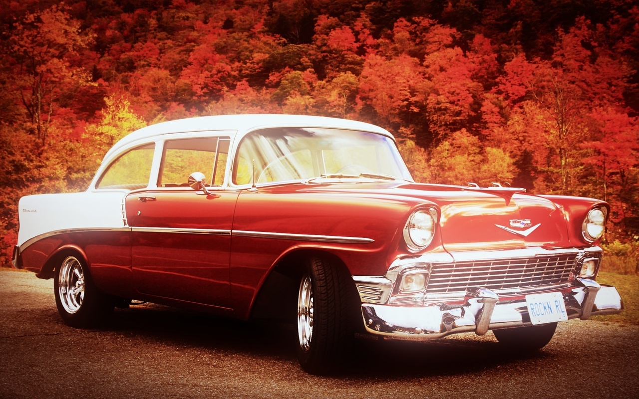 chevrolet, bel air, red, cars