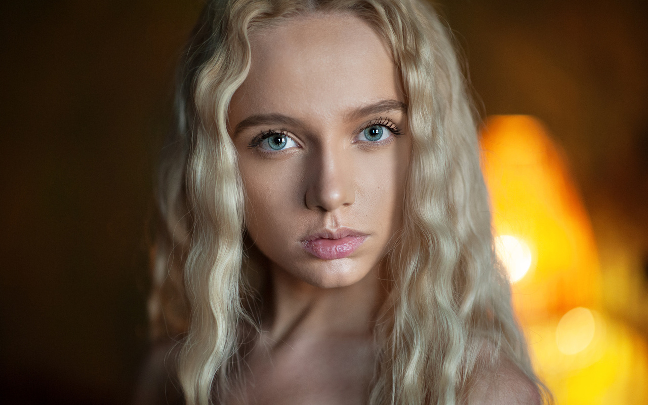 maria popova, women, maxim maximov, blonde, face, portrait, green eyes