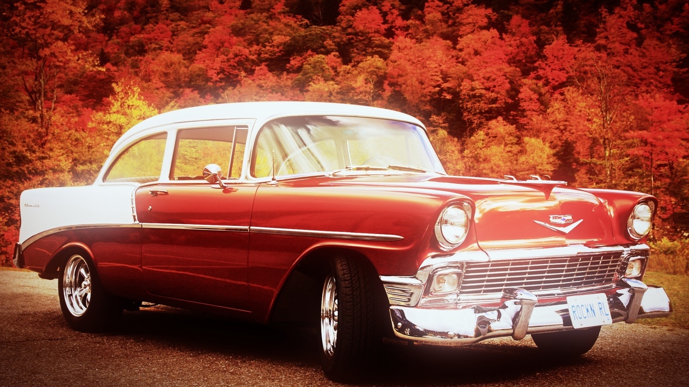 chevrolet, bel air, red, cars