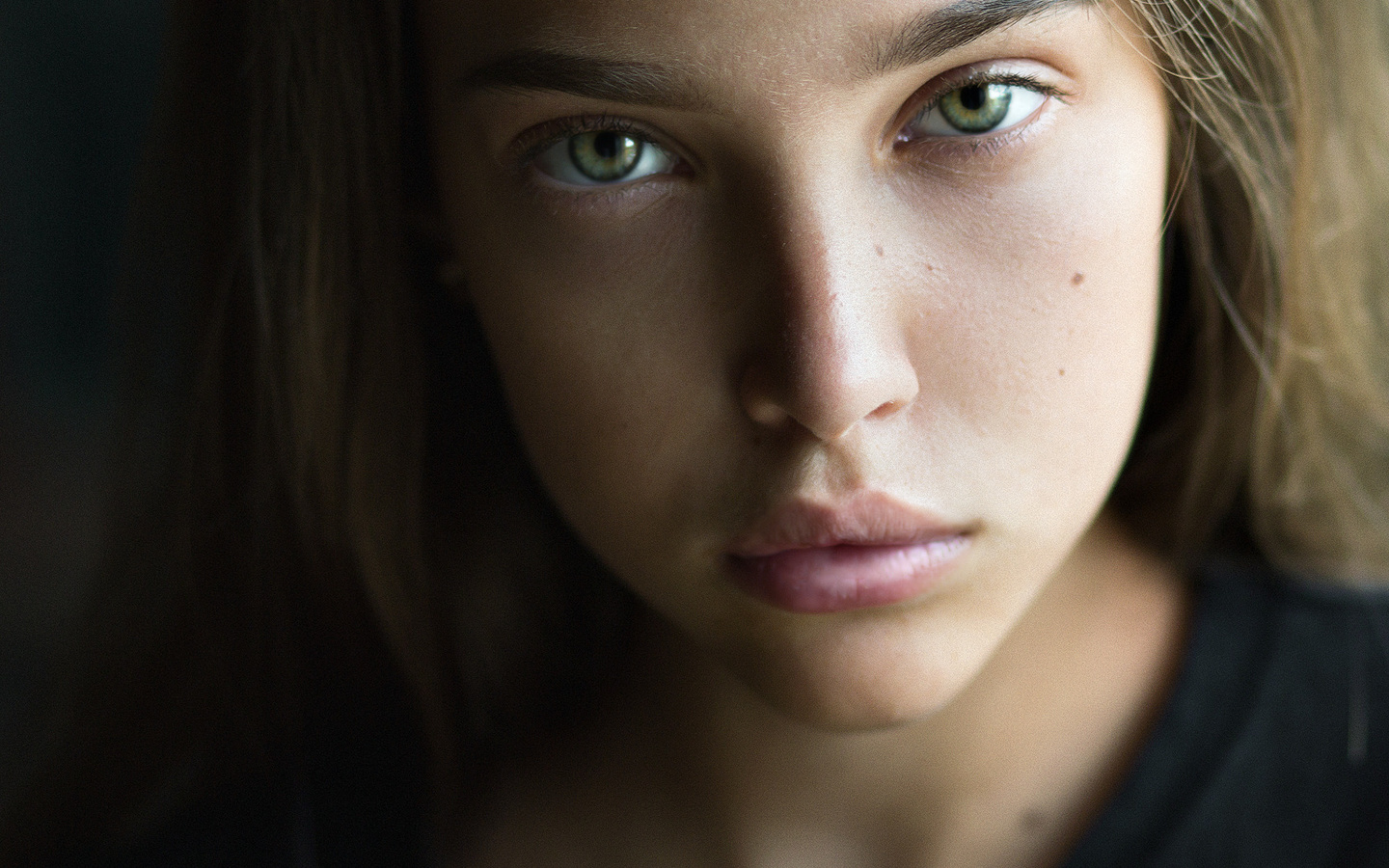 women, portrait, face, green eyes