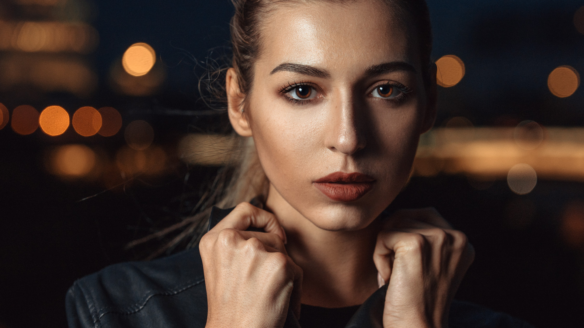 women, blonde, face, portrait, bokeh