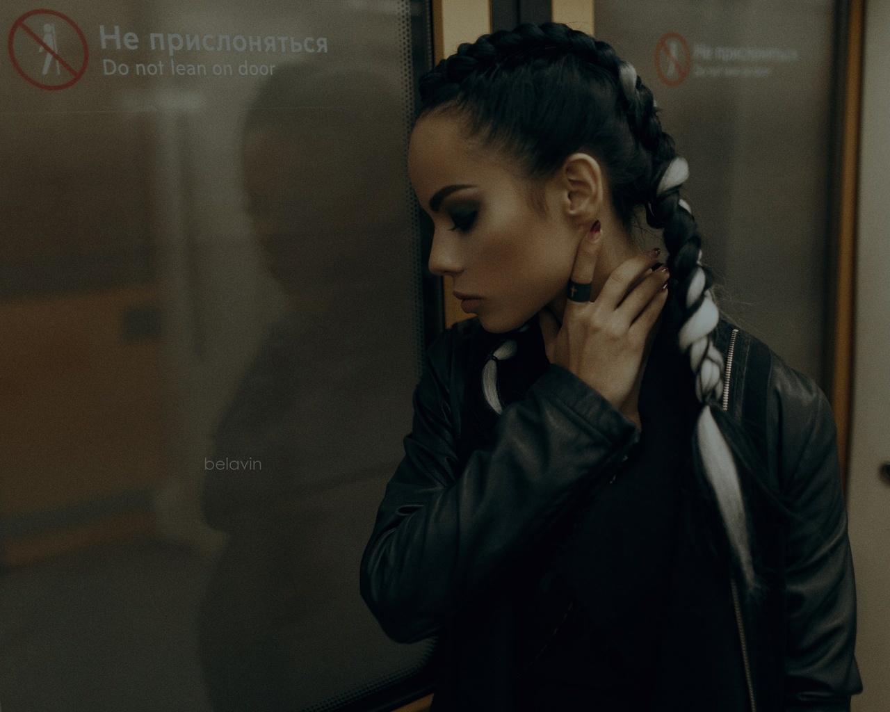 women, tanned, portrait, alexander belavin, closed eyes, leather jackets