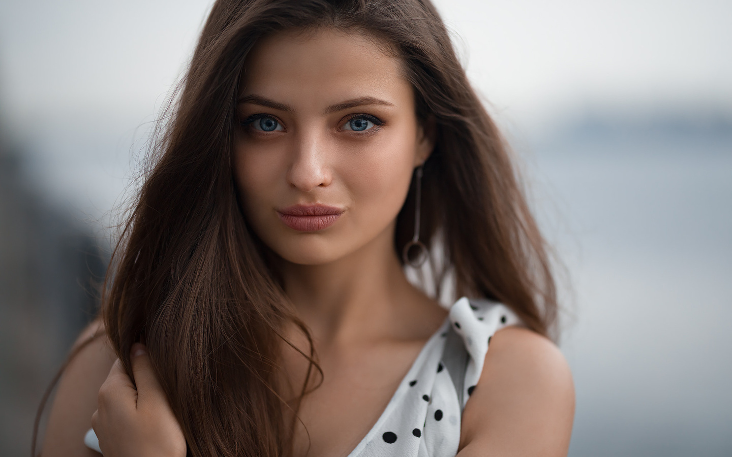 women, portrait, blue eyes, depth of field, face