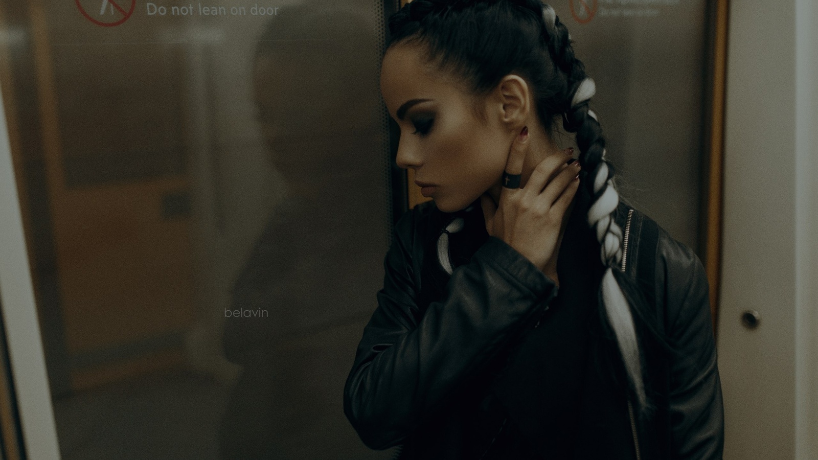 women, tanned, portrait, alexander belavin, closed eyes, leather jackets