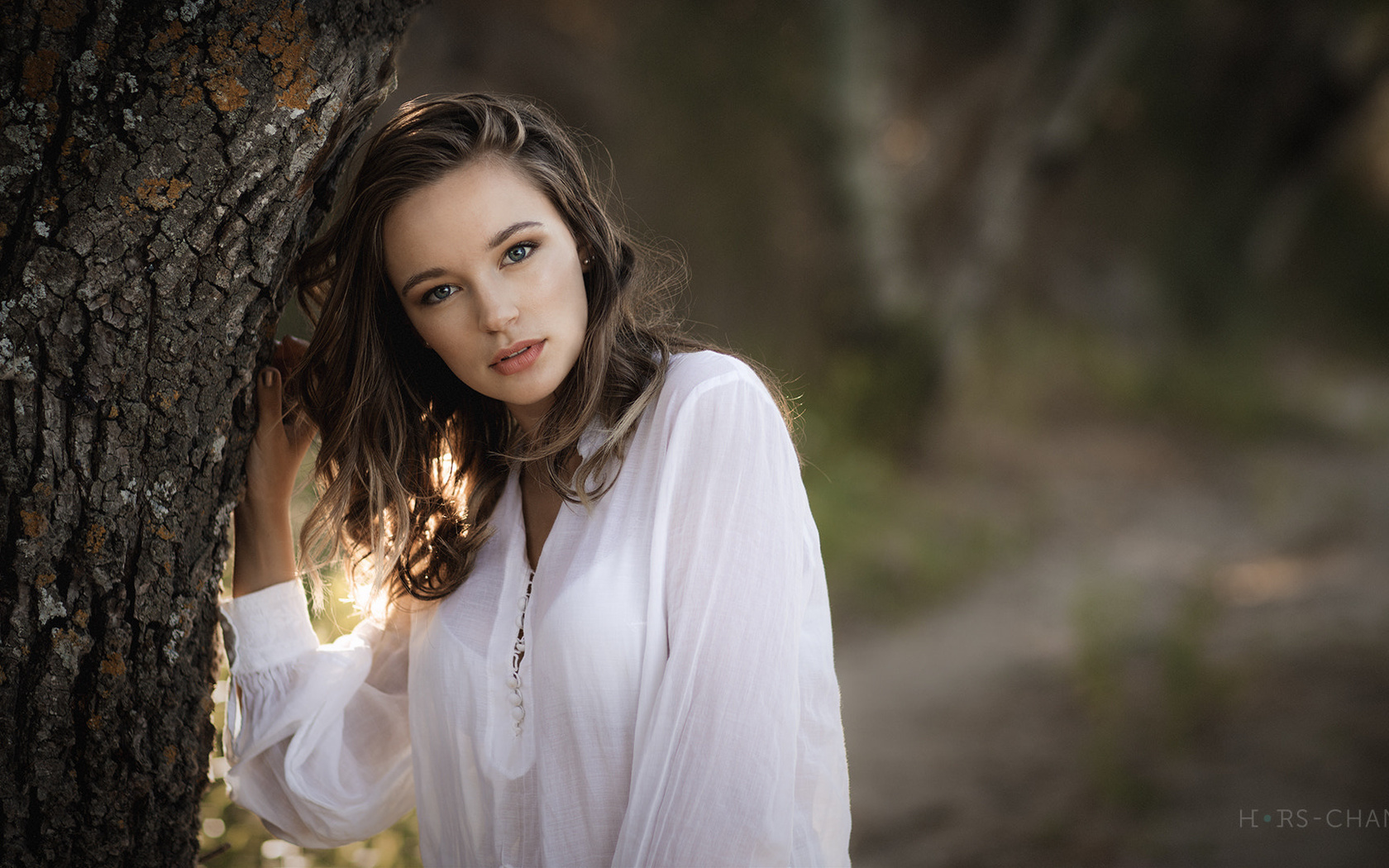 women, trees, portrait, face, depth of field