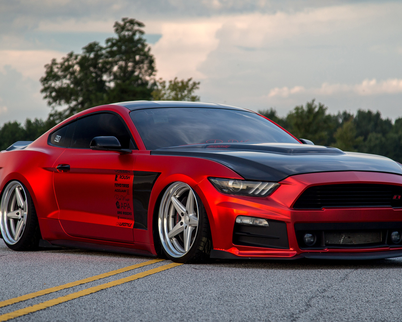 ford mustang, supercars, tuning, red, mustang, ford