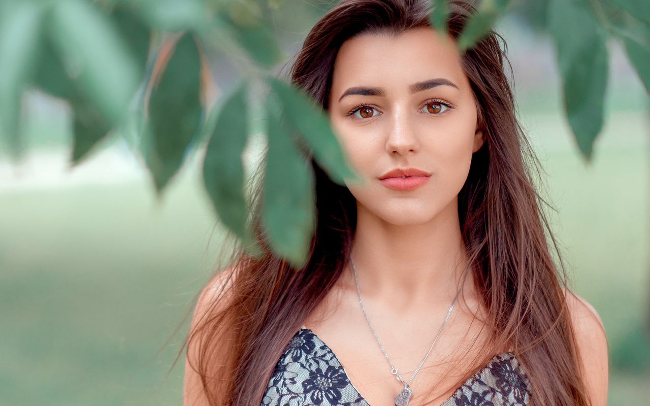 women, face, portrait, depth of field, necklace